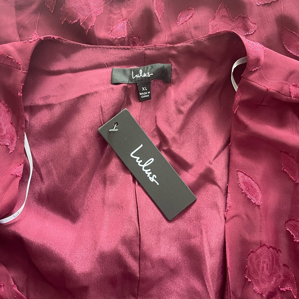 Lulus Evening of Elegance Jacquard Wrap Dress XL Burgundy - Picture 5 of 7